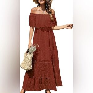 Elegant Rust Maxi Dress for Women
